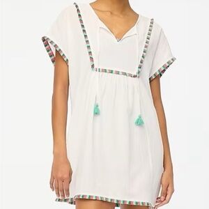 Brand New J. Crew White Cover-Up with Colorful Trim Size Medium